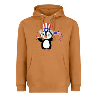 Penguin American 4th Of July Penguin American Flag Heavyweight Hoodie | Teevron