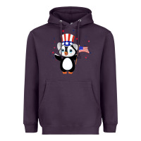 Plum penguin american 4th of july penguin american flag Heavyweight Hoodie - linhVisuals
