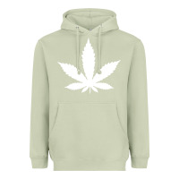 Matcha weed leaf in a pocket marijuana cannabis Heavyweight Hoodie - linhVisuals