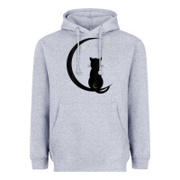 Heather Grey womens double moon cat Heavyweight Hoodie - linhVisuals