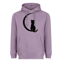 Lavender womens double moon cat Heavyweight Hoodie - linhVisuals
