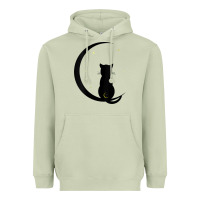 Matcha womens double moon cat Heavyweight Hoodie - linhVisuals