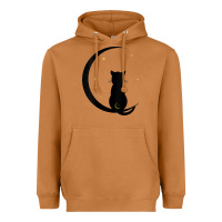 Womens Double Moon Cat Heavyweight Hoodie | Teevron