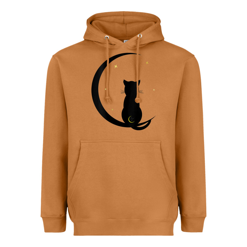 Womens Double Moon Cat Heavyweight Hoodie by linhVisuals | Teevron