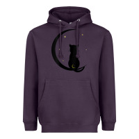 Plum womens double moon cat Heavyweight Hoodie - linhVisuals