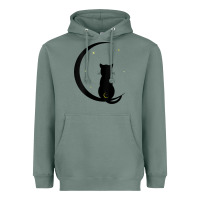 Sage womens double moon cat Heavyweight Hoodie - linhVisuals