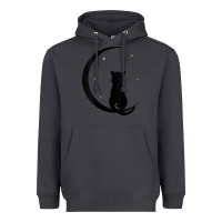 Smoke womens double moon cat Heavyweight Hoodie - linhVisuals