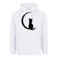 White womens double moon cat Heavyweight Hoodie - linhVisuals
