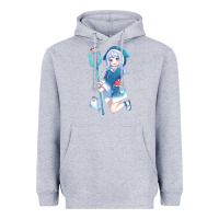 Heather Grey Gawr Gura Heavyweight Hoodie - linhVisuals