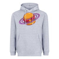 Heather Grey Burger  Saturn Heavyweight Hoodie - linhVisuals