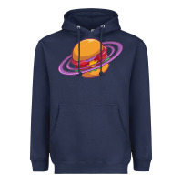 Navy Burger  Saturn Heavyweight Hoodie - linhVisuals