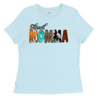Baby Blue Blessed Momma Ladies Tee - CowCowDesign