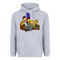 Heather Grey simpson family Heavyweight Hoodie - linhVisuals