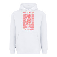White JOY DIVISION - UNKNOWN PLEASURES - JAPANESE Heavyweight Hoodie - linhVisuals