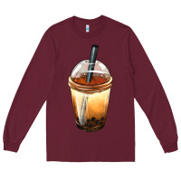 Burgundy Bobba cup Long Sleeve Tee - FaDigitalArtStudio