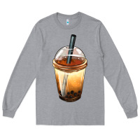 Heather Grey Bobba cup Long Sleeve Tee - FaDigitalArtStudio