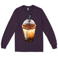 Plum Bobba cup Long Sleeve Tee - FaDigitalArtStudio
