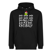 Black Loathe Entirely Grinch For Light Hate hate hate happy christmas Heavyweight Hoodie - linhVisuals