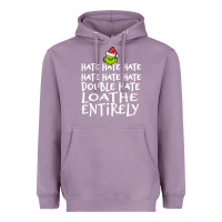 Lavender Loathe Entirely Grinch For Light Hate hate hate happy christmas Heavyweight Hoodie - linhVisuals