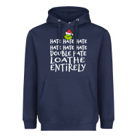 Navy Loathe Entirely Grinch For Light Hate hate hate happy christmas Heavyweight Hoodie - linhVisuals