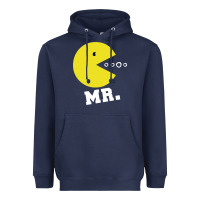 Navy Mr Pacman Heavyweight Hoodie - linhVisuals