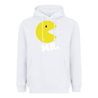 White Mr Pacman Heavyweight Hoodie - linhVisuals