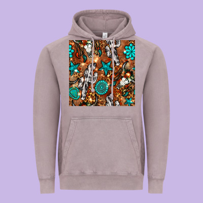 Western Gemstone Aztec Seamless Pattern Vintage Hoodie Designed By Bundleandbundleshop