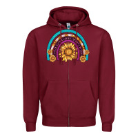 Burgundy rainbow sunflower Zipper Hoodie - AdoDesignShop