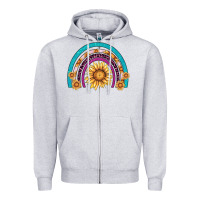 Heather Grey rainbow sunflower Zipper Hoodie - AdoDesignShop