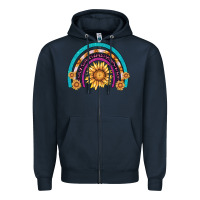 Navy rainbow sunflower Zipper Hoodie - AdoDesignShop