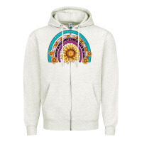Oatmeal Heather rainbow sunflower Zipper Hoodie - AdoDesignShop