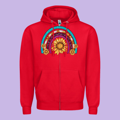 Rainbow Sunflower Zipper Hoodie Designed By Adodesignshop