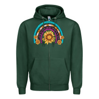 Sports Green rainbow sunflower Zipper Hoodie - AdoDesignShop