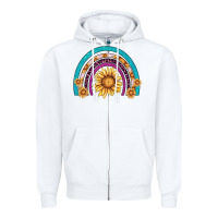White rainbow sunflower Zipper Hoodie - AdoDesignShop