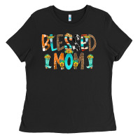 Black Blessed Mom Ladies Tee - CowCowDesign