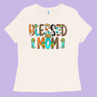 Blessed Mom Ladies Tee Designed By Cowcowdesign