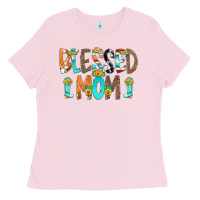 Bubblegum Pink Blessed Mom Ladies Tee - CowCowDesign