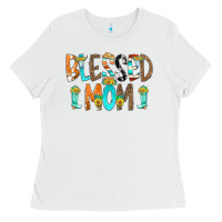 White Blessed Mom Ladies Tee - CowCowDesign