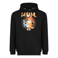 Black Bluey Mum Heavyweight Hoodie - linhVisuals