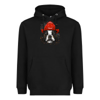 Black boston terrier firefighter boston terrier dog lover premium Heavyweight Hoodie - linhVisuals