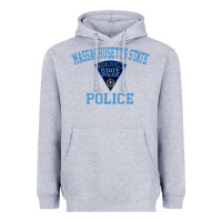 Heather Grey massachusetts state police Heavyweight Hoodie - linhVisuals