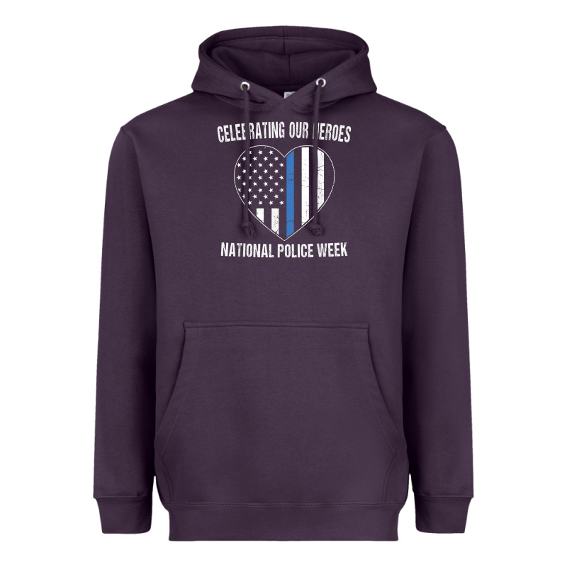 National Police Week Shirt Vintage Blue Line American Flag Heavyweight Hoodie by linhVisuals | Teevron