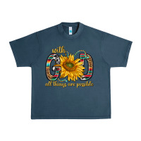 Midnight Navy with god all things are possible with sunflower bbs Urban Heavy Tee - BundleAndBundleShop