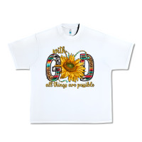 White with god all things are possible with sunflower bbs Urban Heavy Tee - BundleAndBundleShop