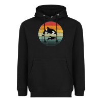 Black orca family vintage retro art, killer whale family Heavyweight Hoodie - linhVisuals