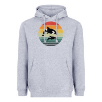 Heather Grey orca family vintage retro art, killer whale family Heavyweight Hoodie - linhVisuals