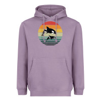 Lavender orca family vintage retro art, killer whale family Heavyweight Hoodie - linhVisuals