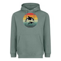 Sage orca family vintage retro art, killer whale family Heavyweight Hoodie - linhVisuals