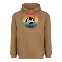Toasted Coconut orca family vintage retro art, killer whale family Heavyweight Hoodie - linhVisuals