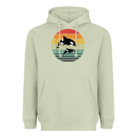 Matcha orca family vintage retro art, killer whale family Heavyweight Hoodie - linhVisuals
